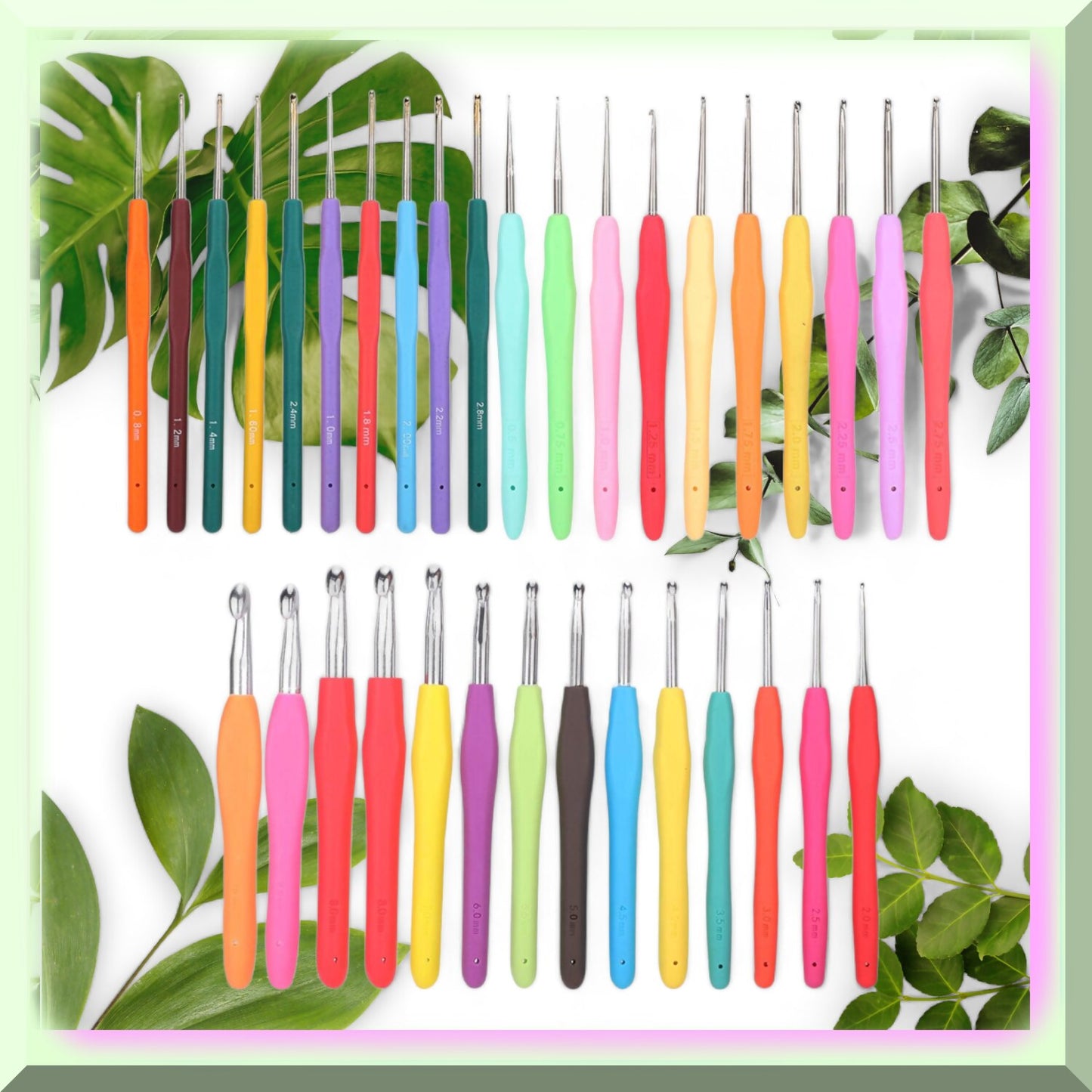 33Pcs Aluminum Crochet Hook Set with Soft Handles