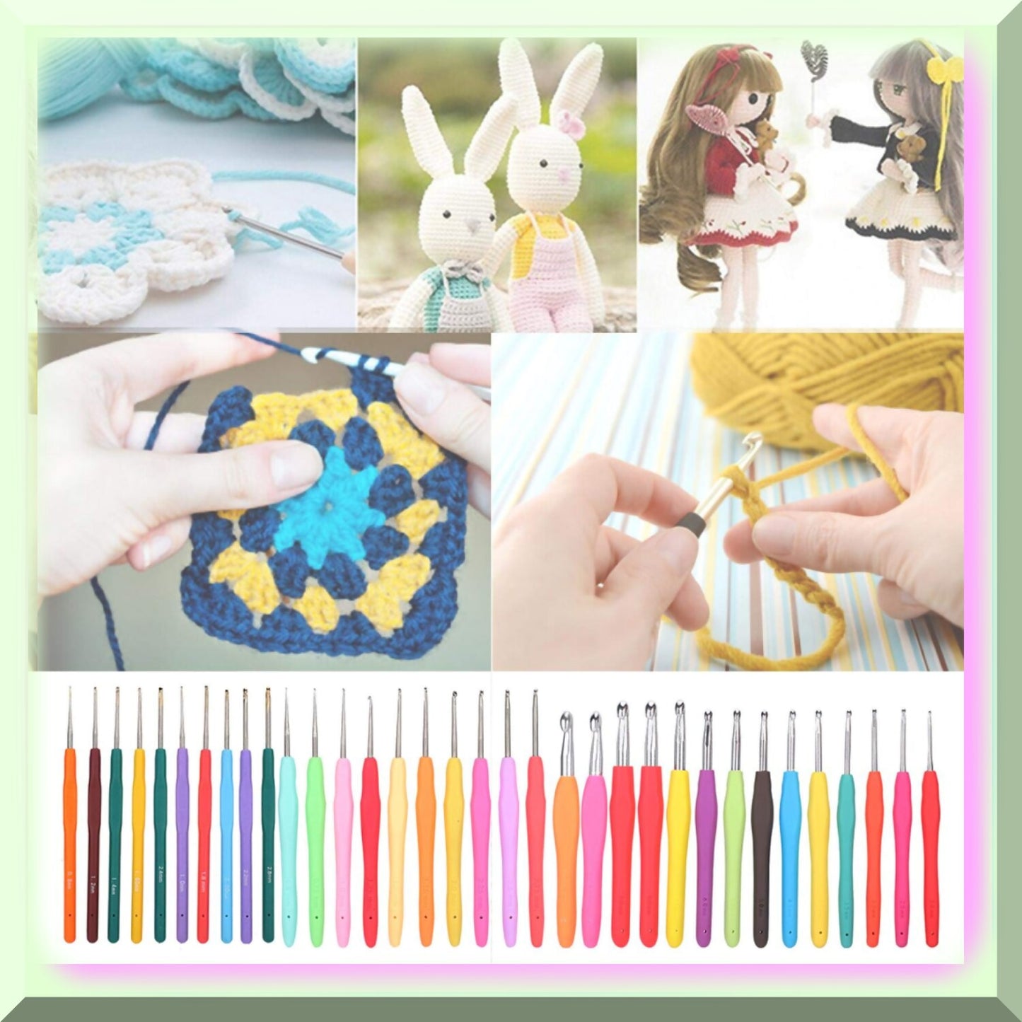 33Pcs Aluminum Crochet Hook Set with Soft Handles