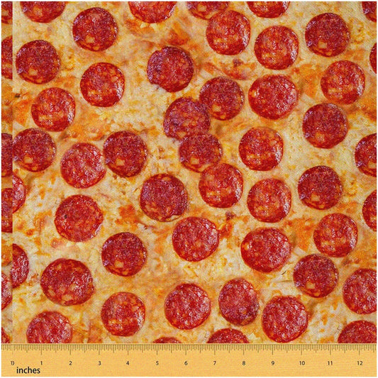 PizzaPrint Pepperoni Outdoor Fabric 1 Yard Red Orange