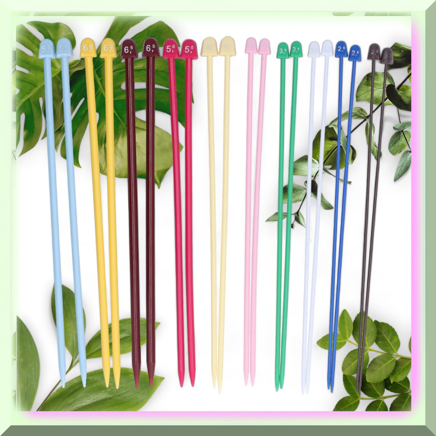 20Pcs Plastic Knitting Needles Set 2.0mm-6.5mm