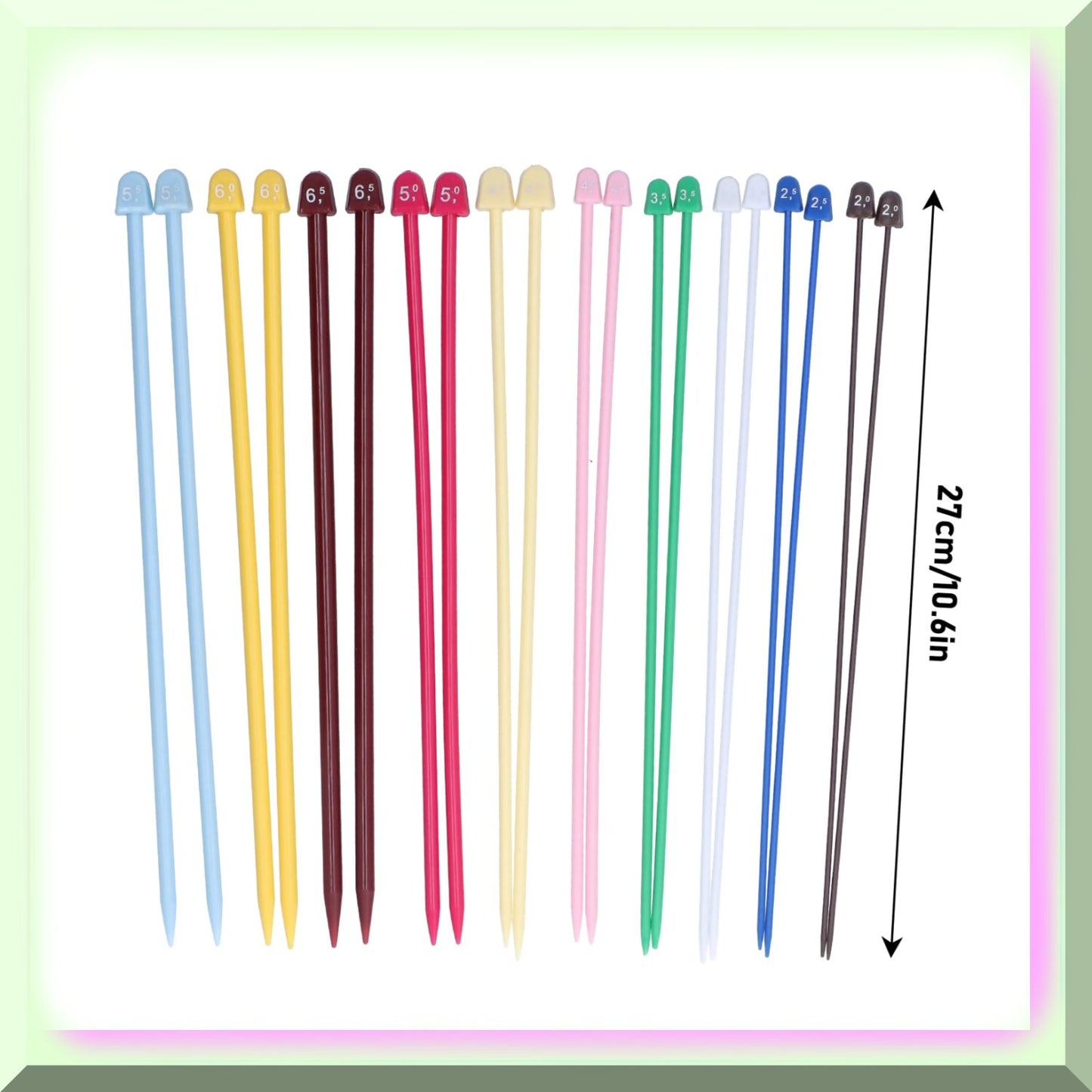 20Pcs Plastic Knitting Needles Set 2.0mm-6.5mm
