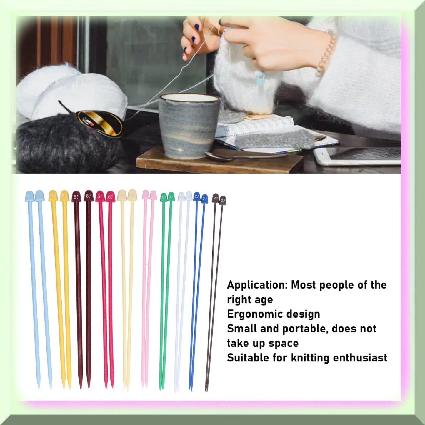 20Pcs Plastic Knitting Needles Set 2.0mm-6.5mm