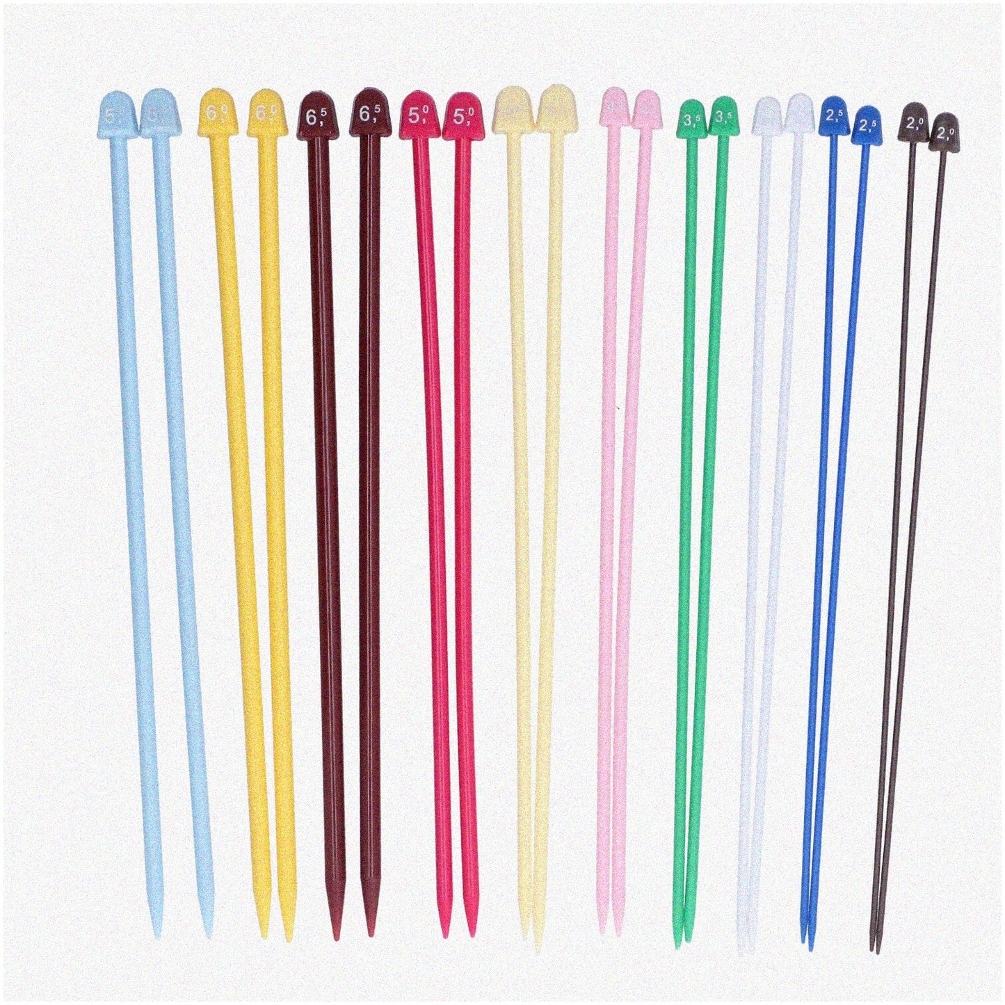 20Pcs Plastic Knitting Needles Set 2.0mm-6.5mm