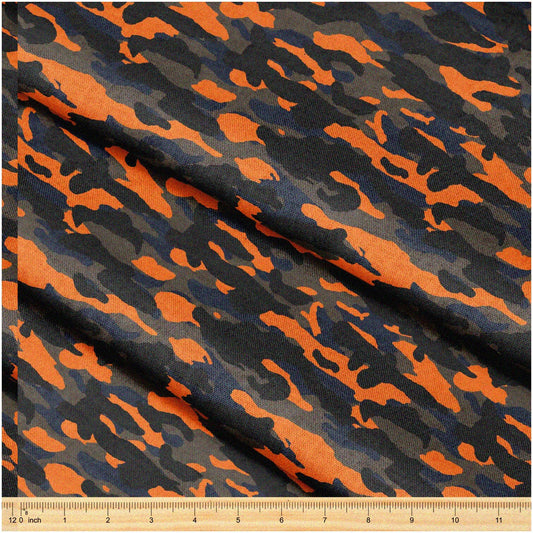 Vibrant Dark Orange Camo Fabric 58" x 1 Yard