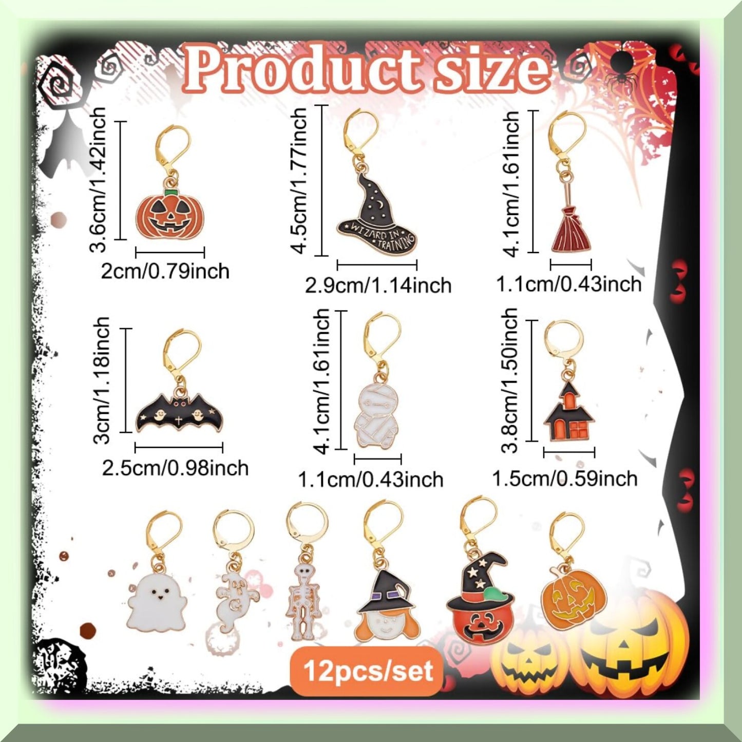 Ghostly Pumpkin Enamel Stitch Markers Set of 12 for Crochet Sewing Quilting