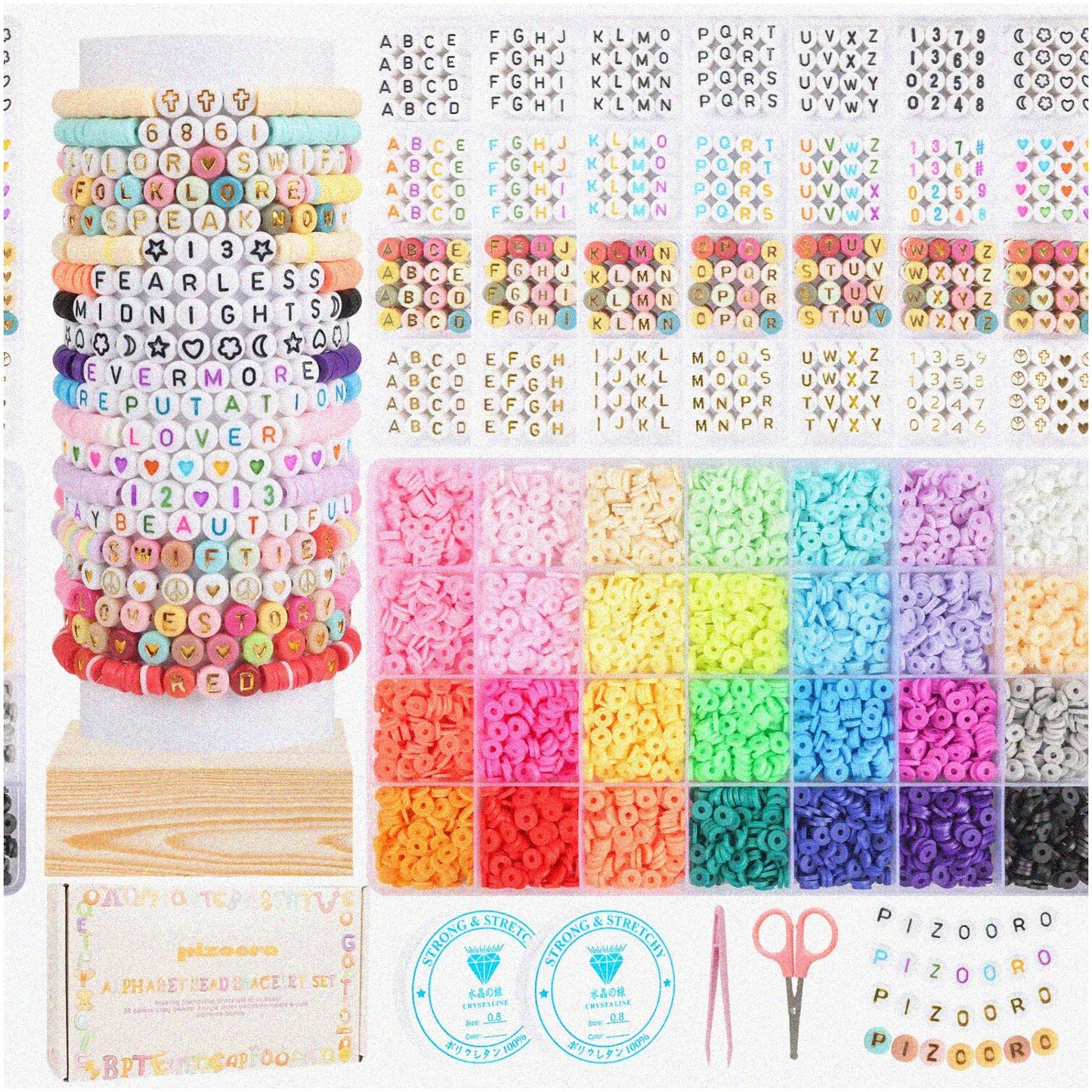 Friendship Bracelet Kit with 28 Colors and Beads