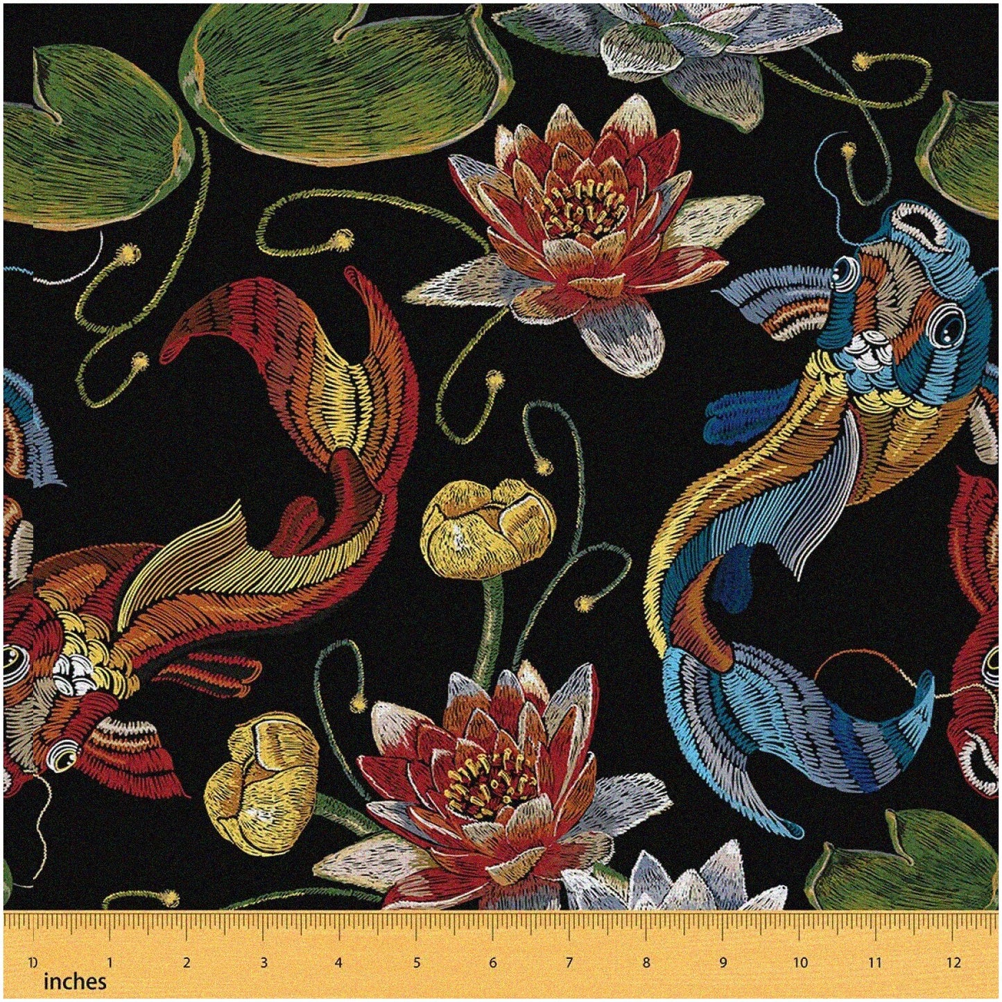 Koi Lily Oriental Waterproof Fabric 2 Yards