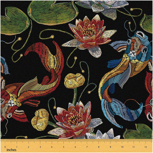 Koi Lily Oriental Waterproof Fabric 2 Yards