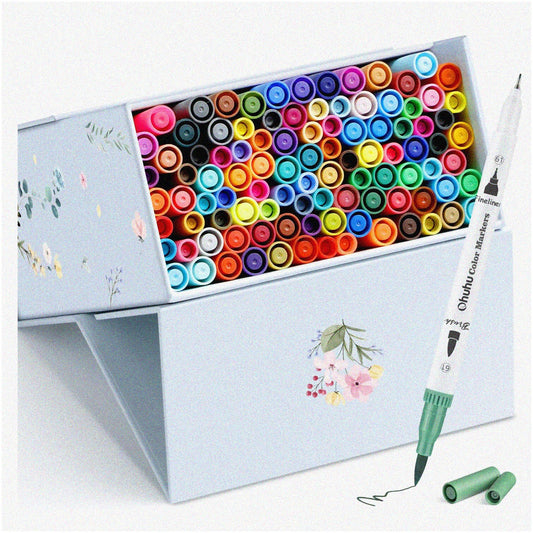 100 Dual Tip Coloring Markers, Vibrant Water-Based Ink