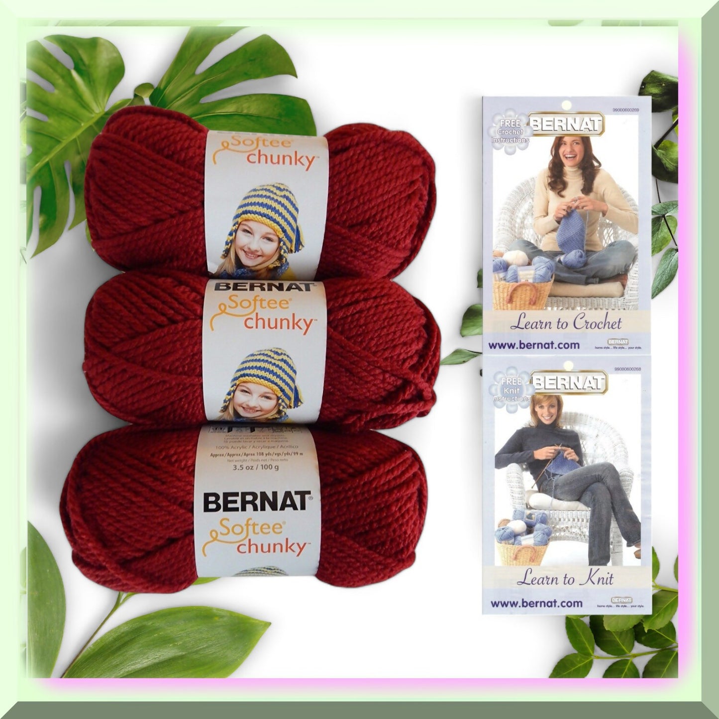 Wineberry Softie Chunky Yarn Bundle 3 Skeins Super Bulky #6