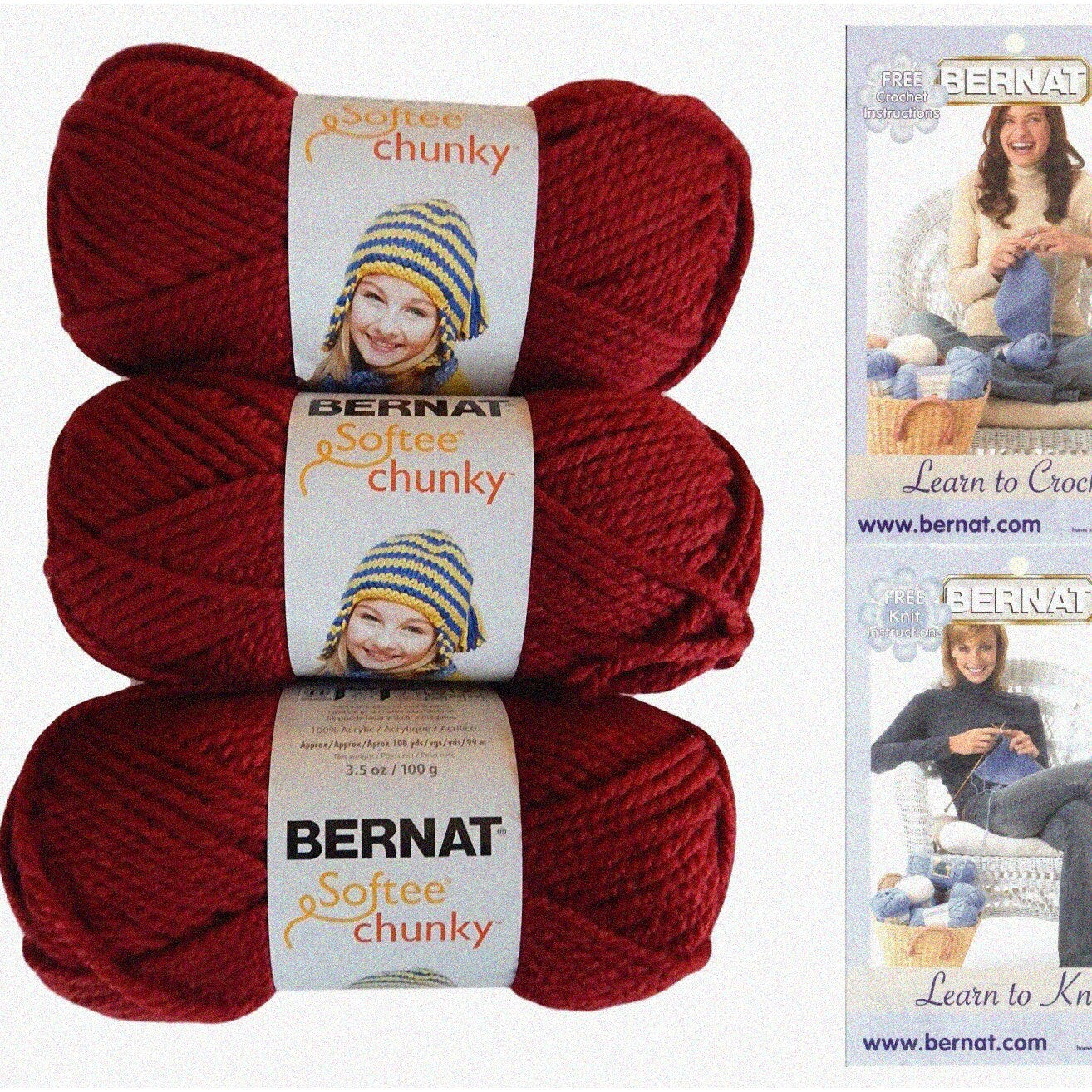 Wineberry Softie Chunky Yarn Bundle 3 Skeins Super Bulky #6
