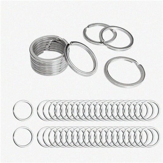 50 Pack Silver 1" Flat Metal Key Rings