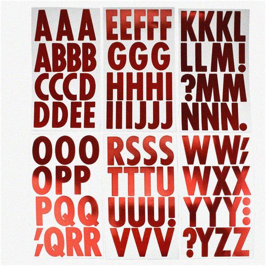 Metallic Red Big Font Alphabet Letter Stickers 26-Count