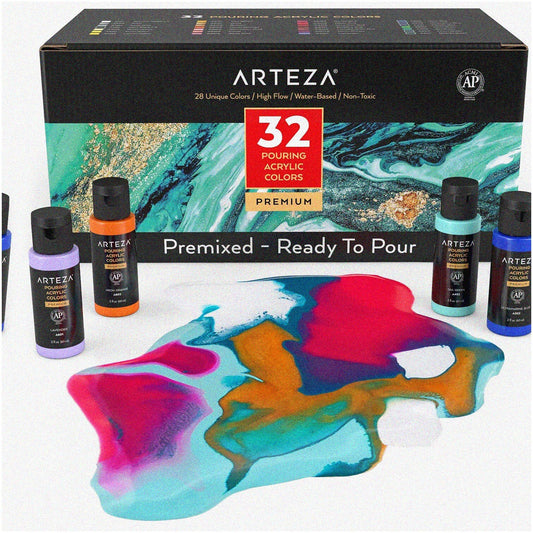FlowArt Pouring Paint Set 32 Colors 2oz