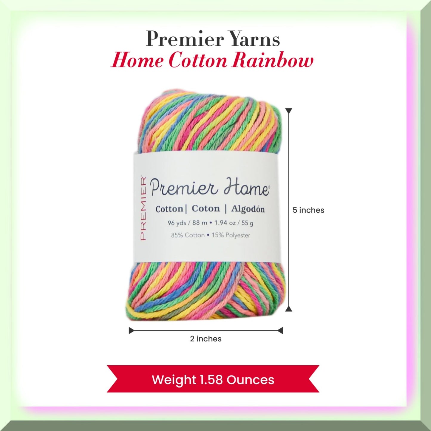 EcoRainbow Cotton Craft Yarn 96 yds Recycled Cotton and Polyester