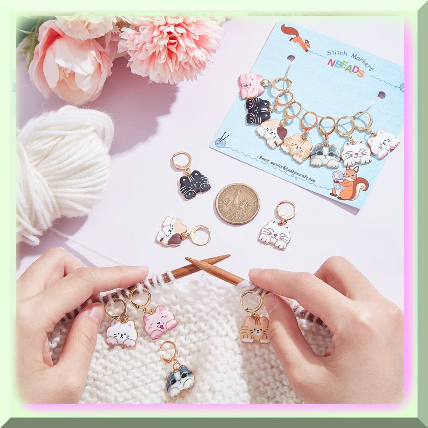 14 Pcs Enamel Cat Stitch Markers for Sewing and Quilting