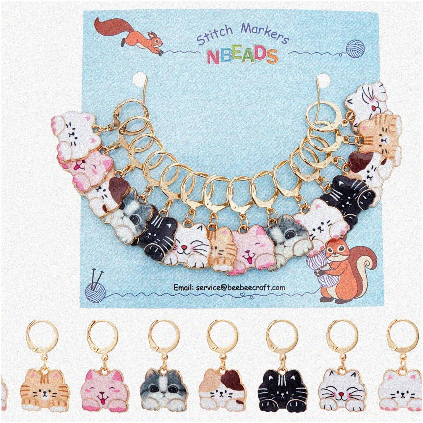 14 Pcs Enamel Cat Stitch Markers for Sewing and Quilting