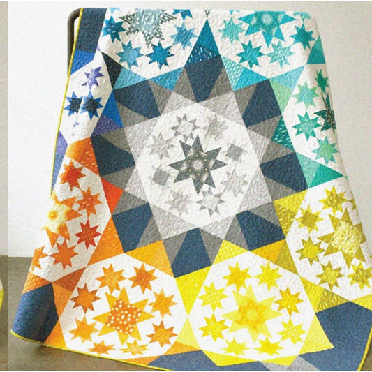 Celestial Quilt Pattern with Colorful Star Clusters