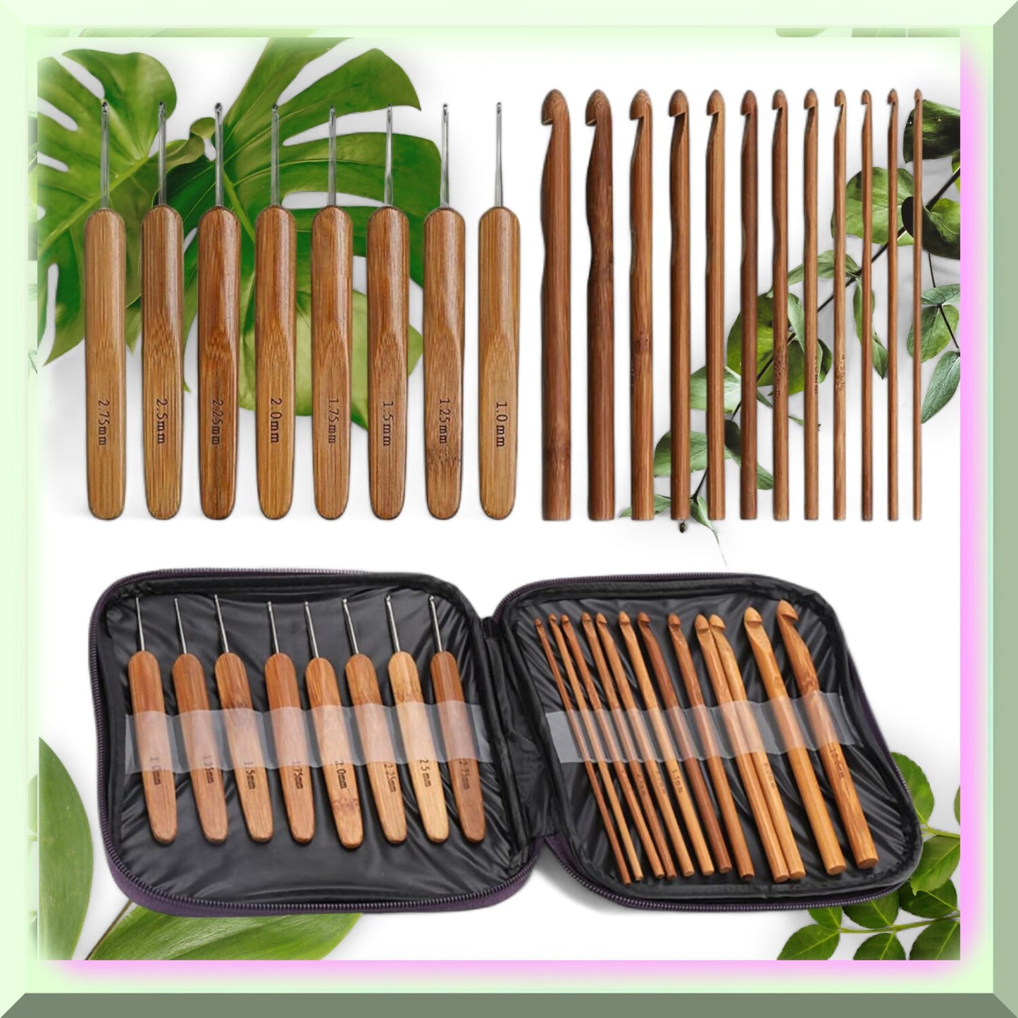 20Pcs Crochet Hooks and Accessories Set with Case