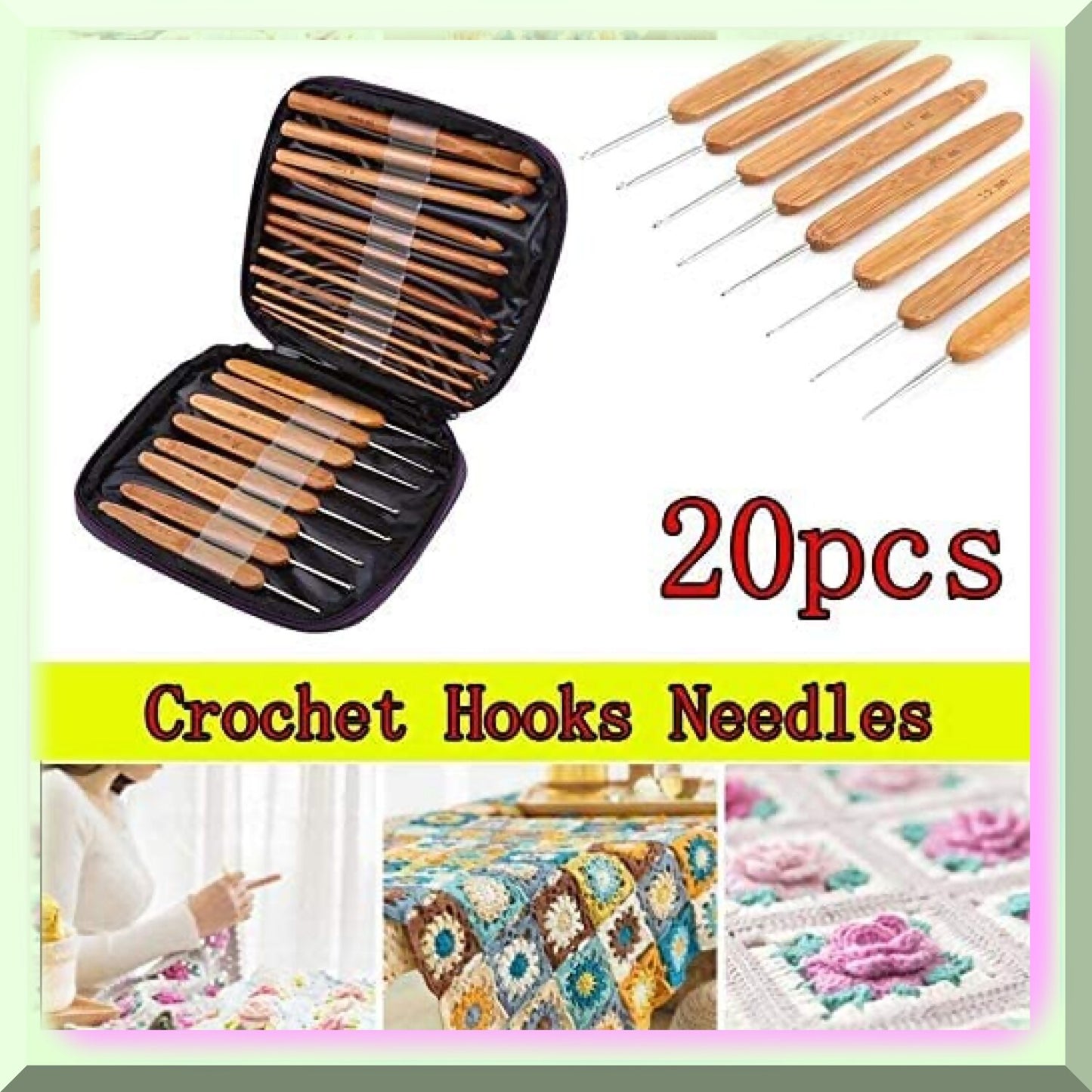 20Pcs Crochet Hooks and Accessories Set with Case