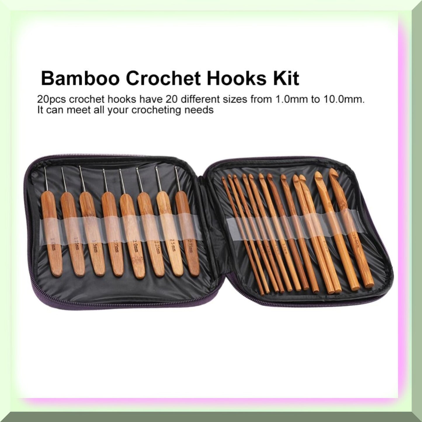 20Pcs Crochet Hooks and Accessories Set with Case