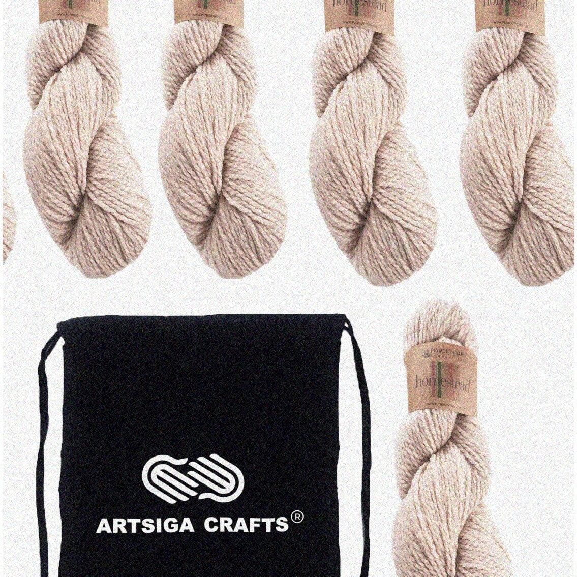 Oatmeal Heather Wool Knitting Bundle with Project Bag