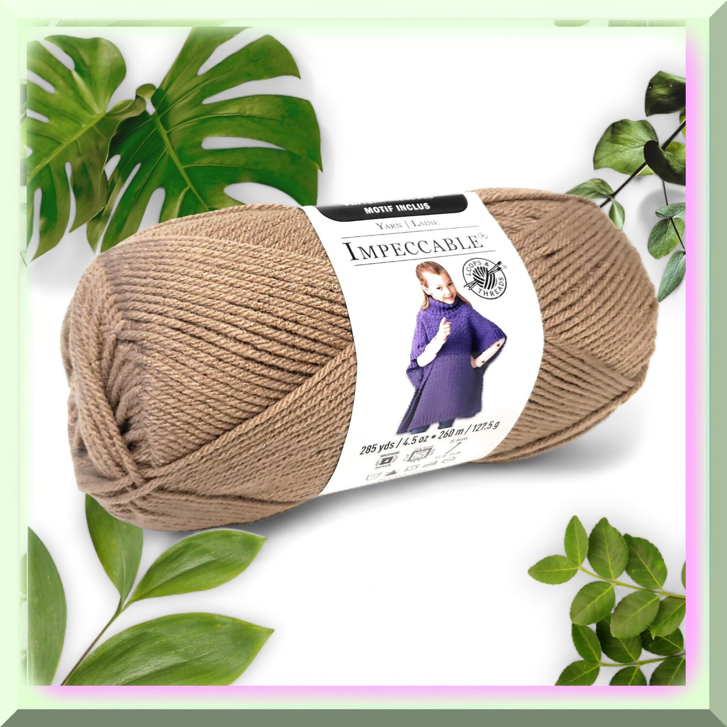 Soft Taupe Acrylic Yarn 4.5 oz Ball