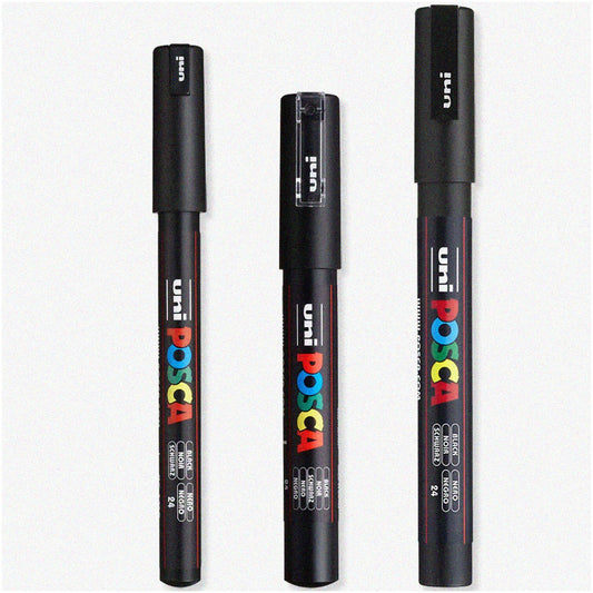 Precision Ink Art Set Black Water-Based Paint Markers Pack of 3