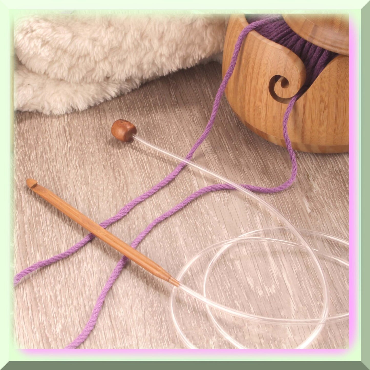 Bamboo Tunisian Afghan Circular Crochet Hook Set 12 Sizes Brown