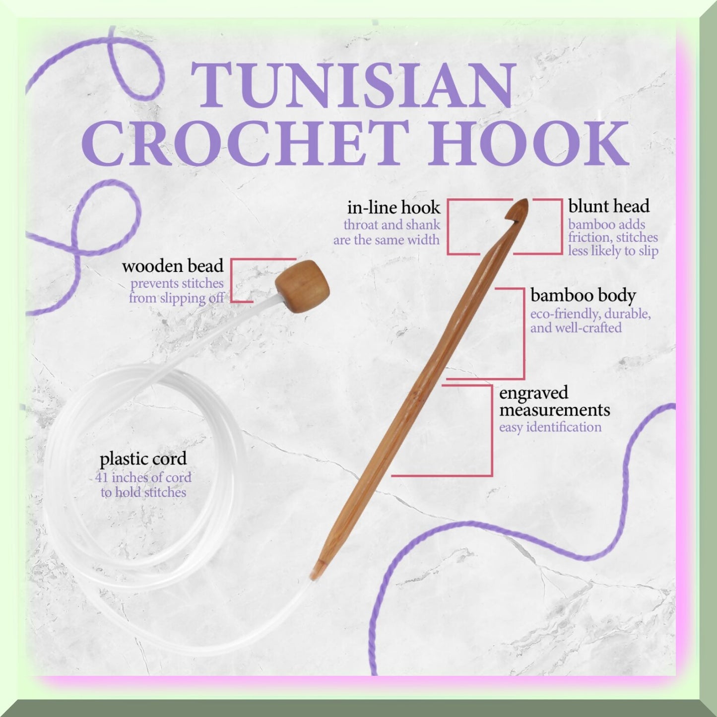 Bamboo Tunisian Afghan Circular Crochet Hook Set 12 Sizes Brown