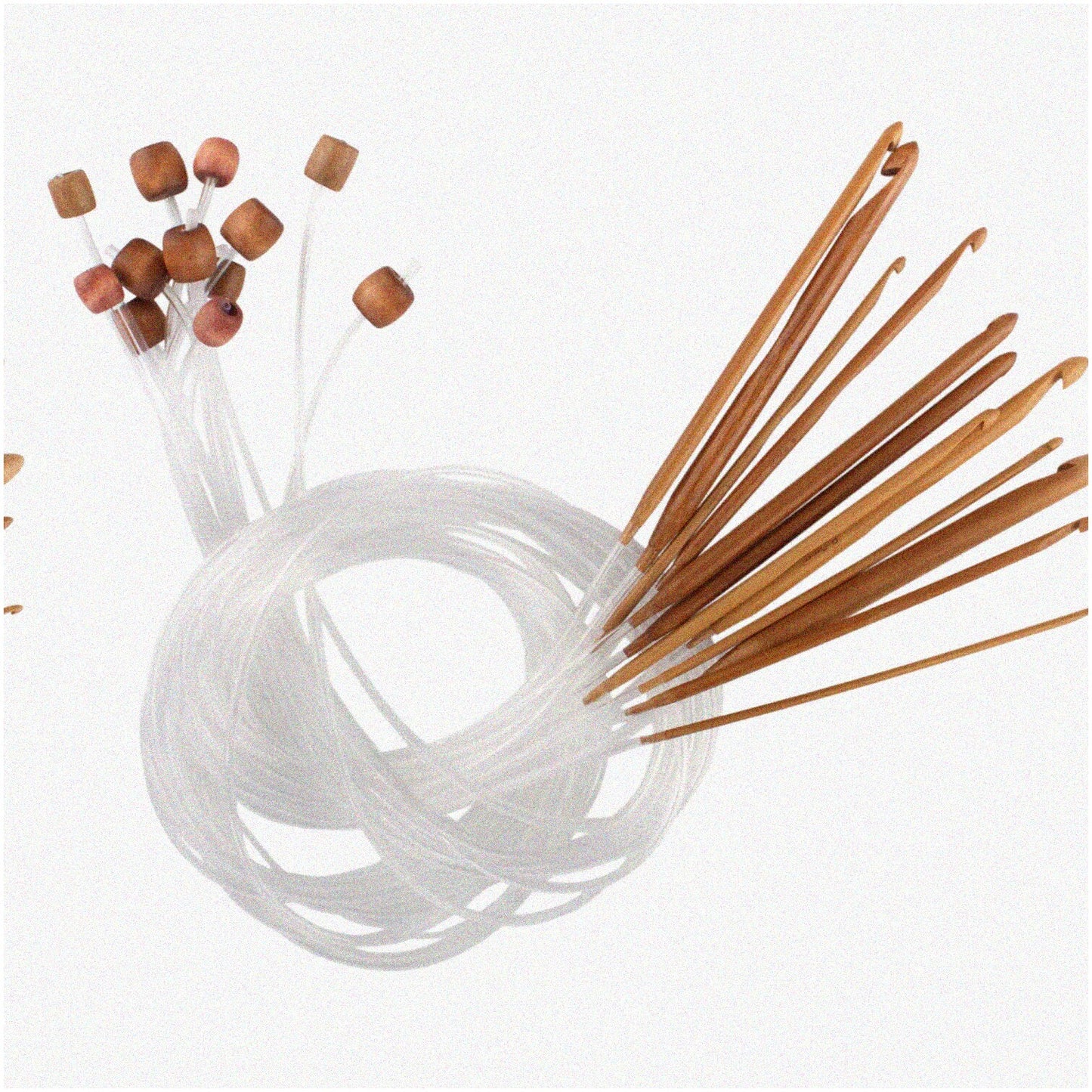 Bamboo Tunisian Afghan Circular Crochet Hook Set 12 Sizes Brown