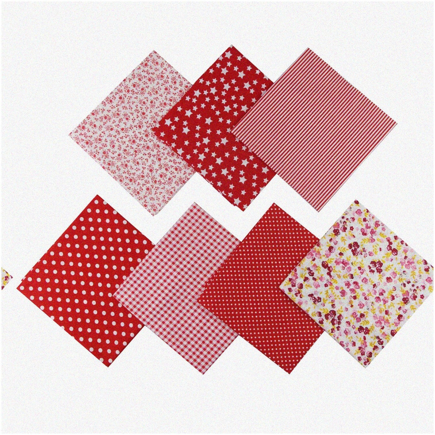 7PCS Red Cotton Fabric Squares 50cm x 50cm