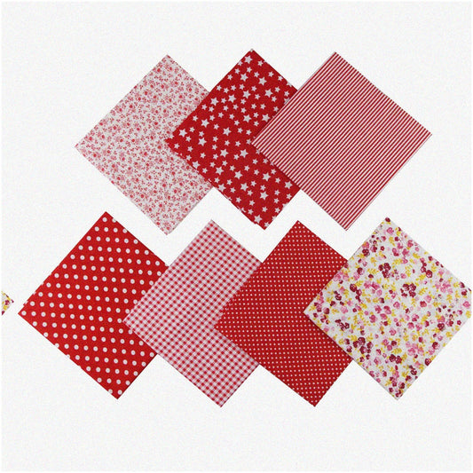 7PCS Red Cotton Fabric Squares 50cm x 50cm
