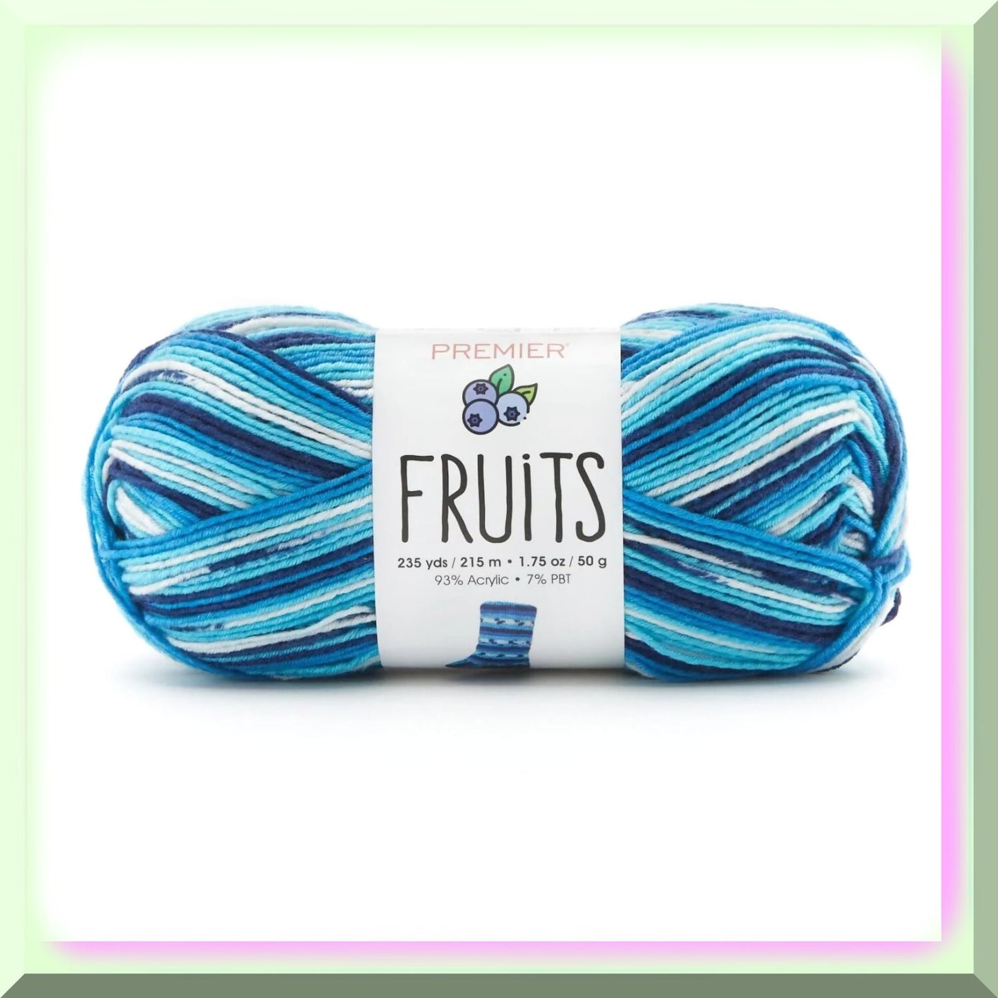 Vibrant Acrylic Yarn with Fruit Print, 235 yds