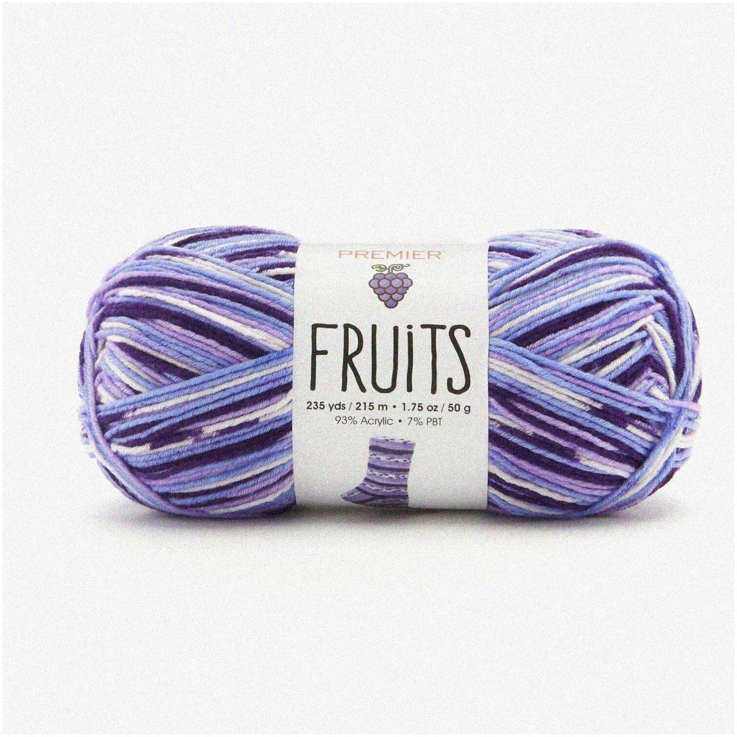 Vibrant Acrylic Yarn with Fruit Print, 235 yds