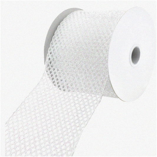 Sparkling Snowflake Glitter Ribbon 4-Inch 10-Yard White