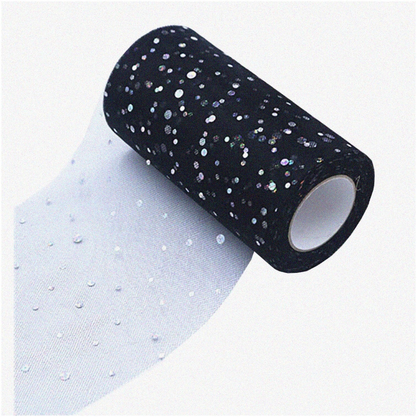 Black Glitter Sequin Tulle Roll 15cm x 23m