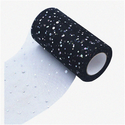 Black Glitter Sequin Tulle Roll 15cm x 23m