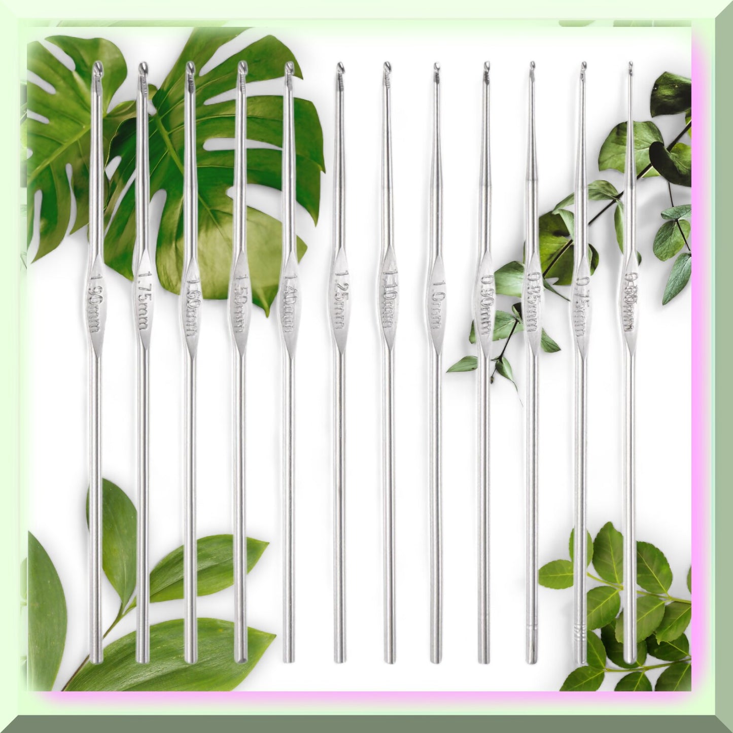12Pcs Crochet and Knitting Needle Set 0.6mm-1.9mm