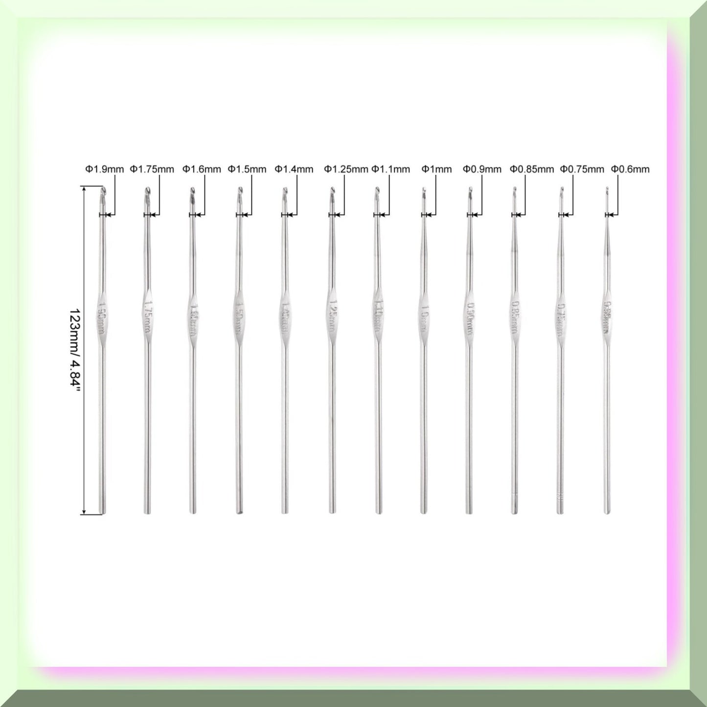 12Pcs Crochet and Knitting Needle Set 0.6mm-1.9mm