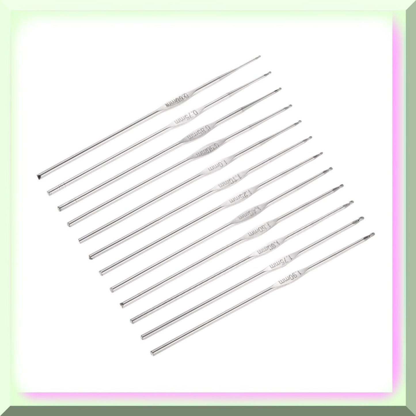 12Pcs Crochet and Knitting Needle Set 0.6mm-1.9mm