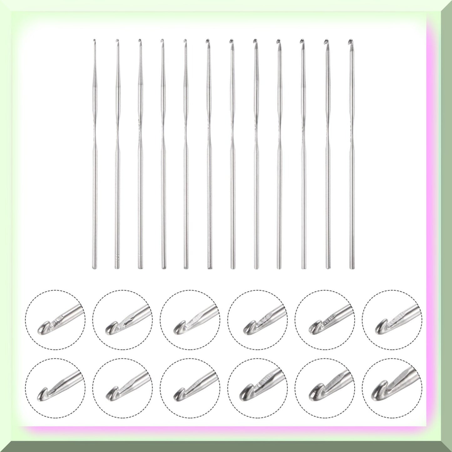 12Pcs Crochet and Knitting Needle Set 0.6mm-1.9mm