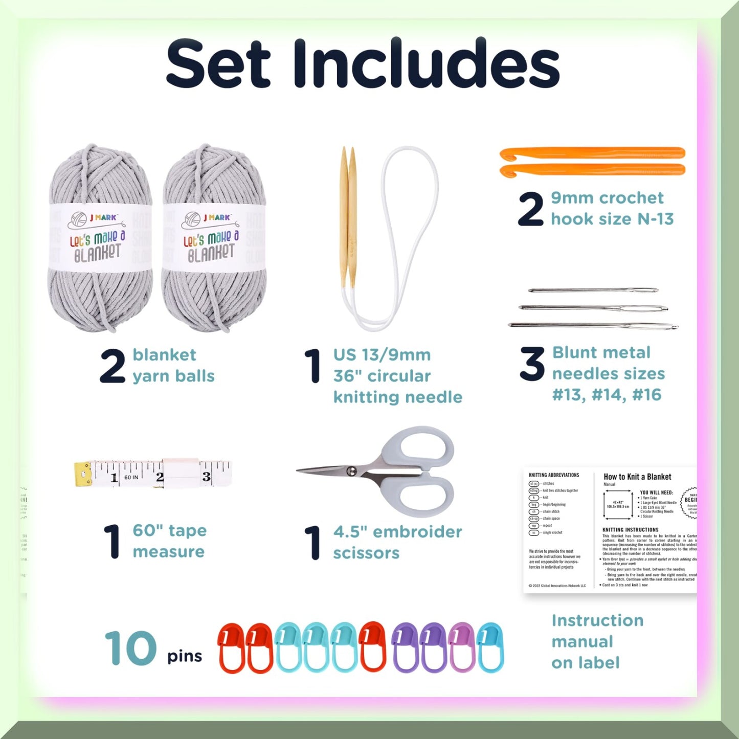 Chunky Silver Yarn Kit with Knitting & Crocheting Tools