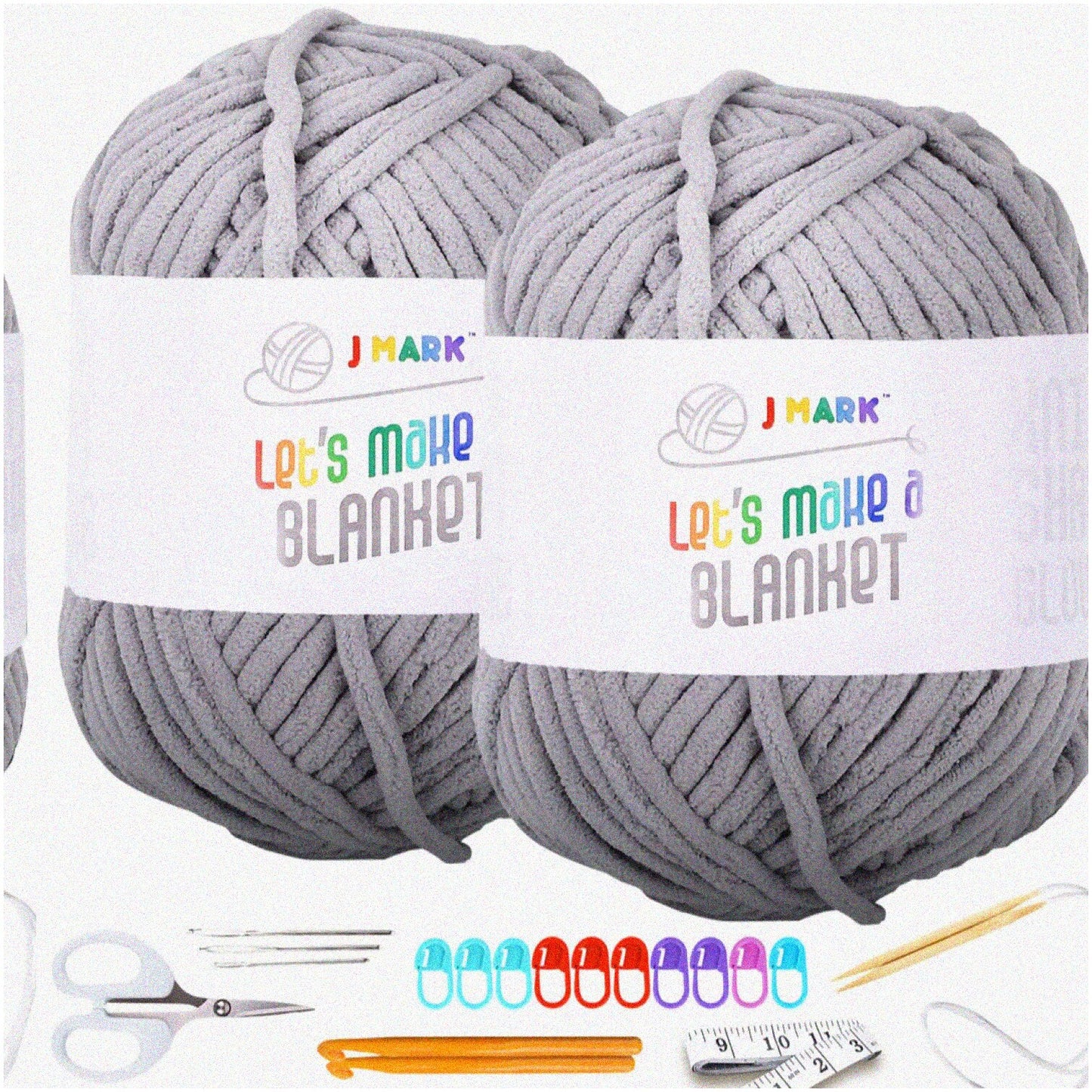 Chunky Silver Yarn Kit with Knitting & Crocheting Tools