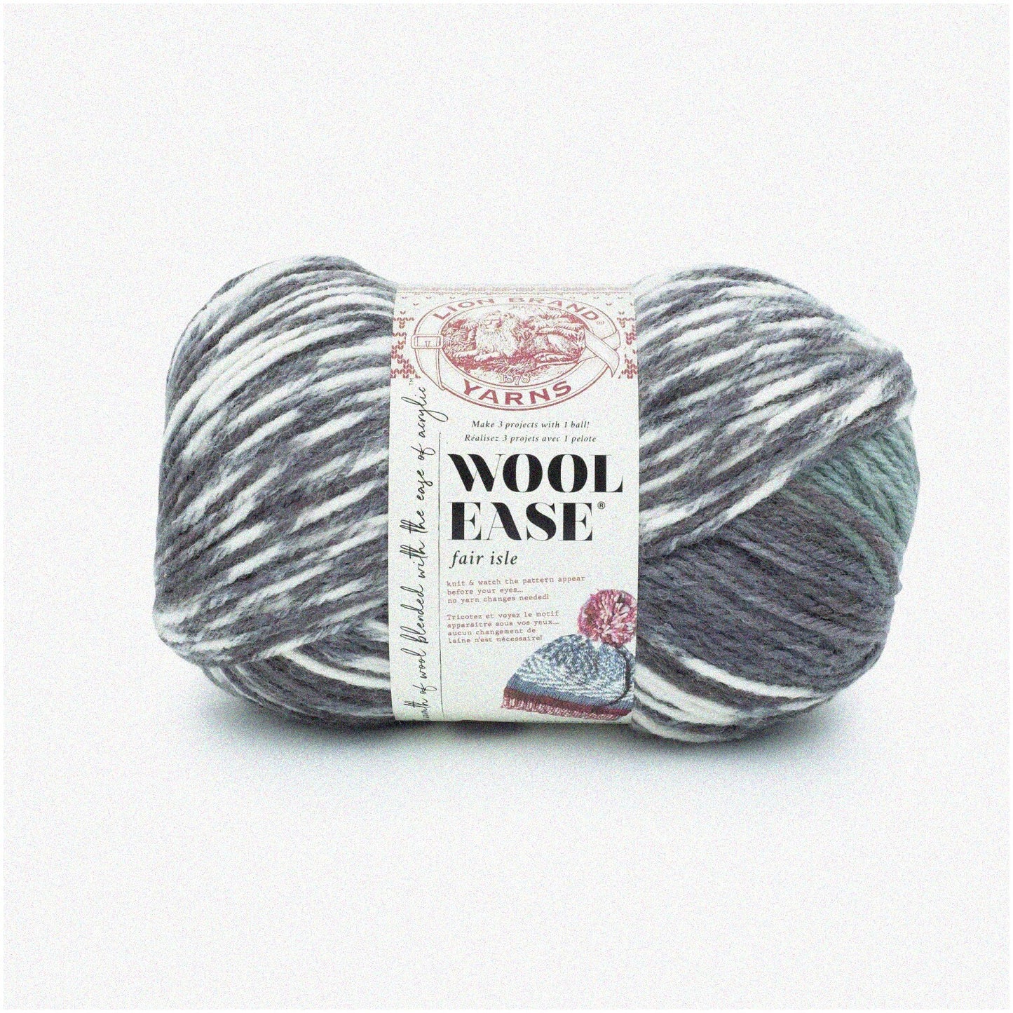 Fair Isle Charcoal Grey Wool Ease Yarn 348 Yards