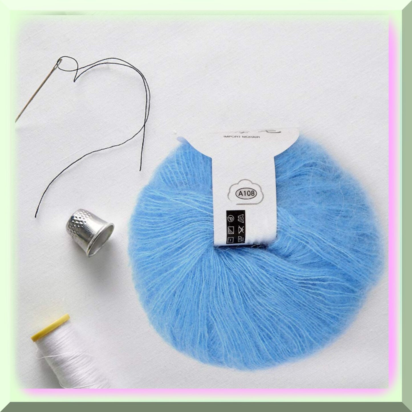 Light Blue Angora Mohair Yarn 12 Colors