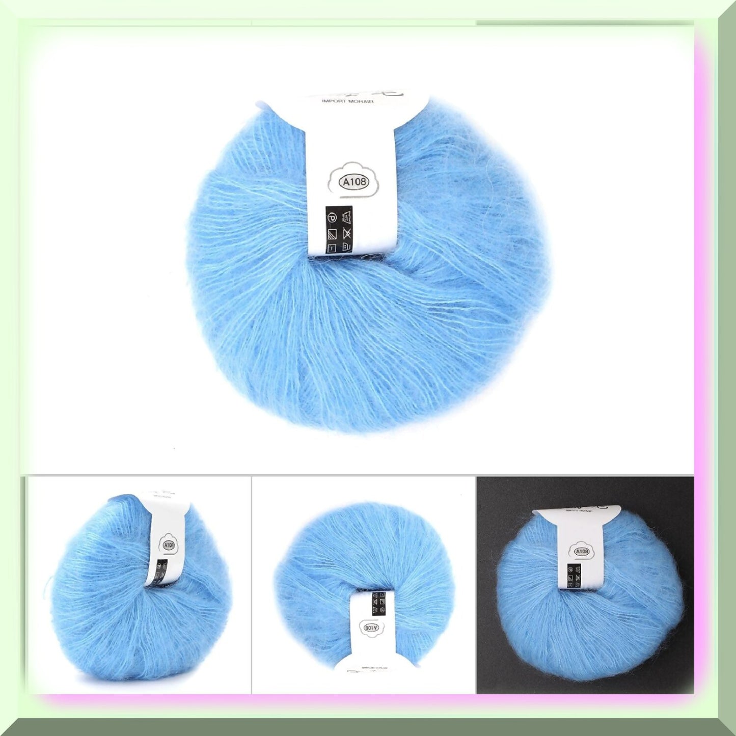 Light Blue Angora Mohair Yarn 12 Colors