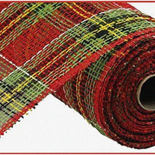 Colorful Poly Burlap Plaid Deco Mesh 10" x 10 Yards
