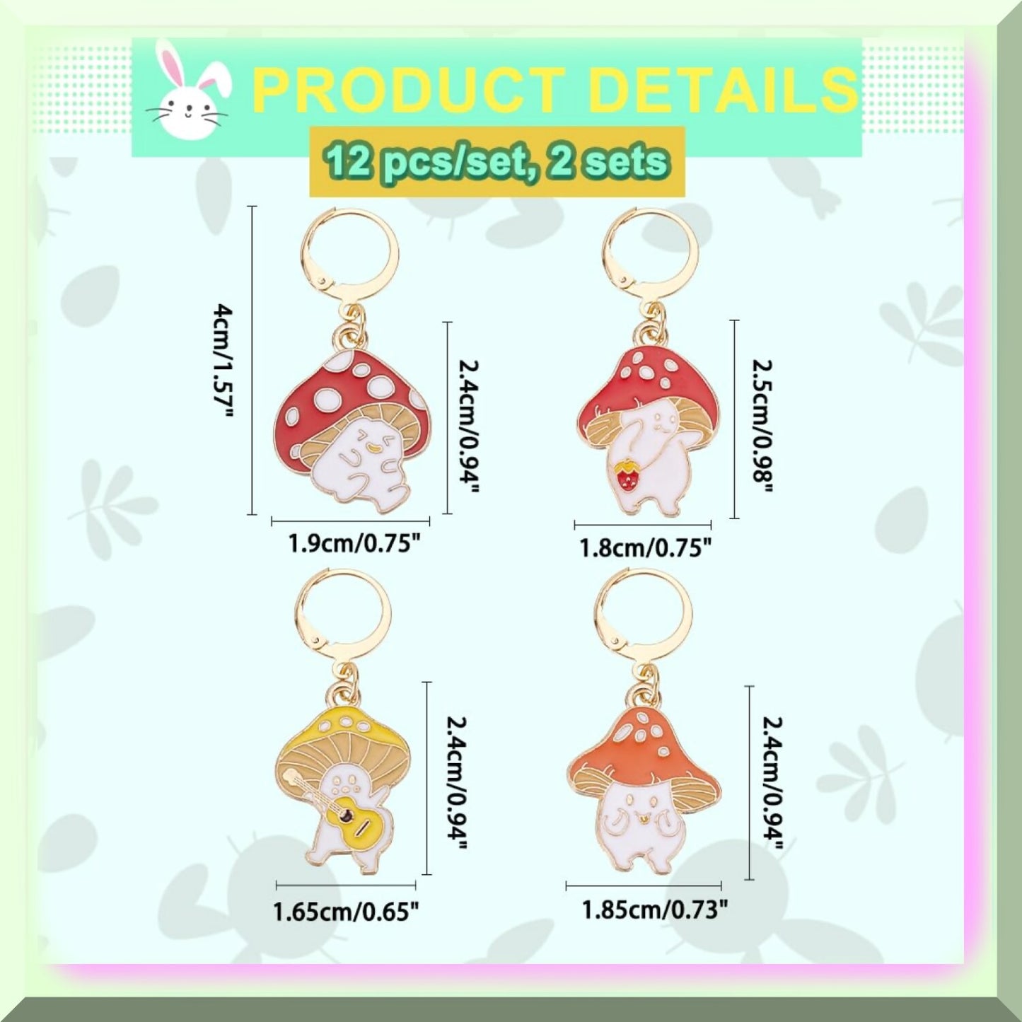 Mushroom Elf Stitch Marker Set, 24 pcs