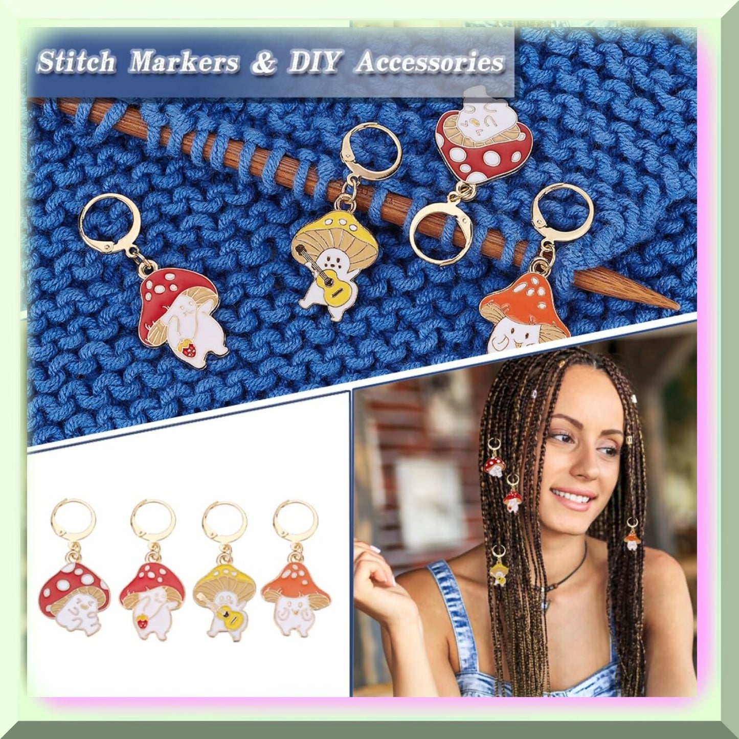 Mushroom Elf Stitch Marker Set, 24 pcs